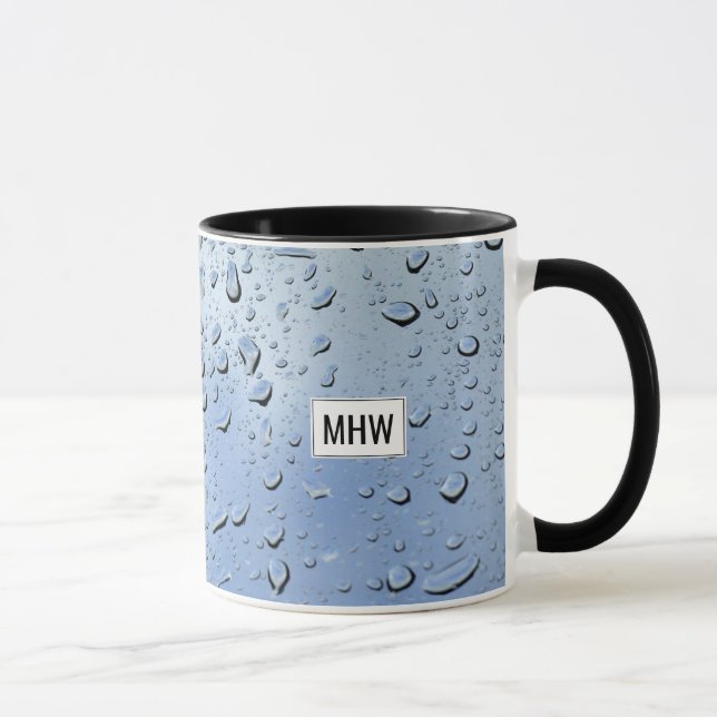 "Raindrops" benutzerdefinierte Monogramm-Tasse Tasse (Rechts)