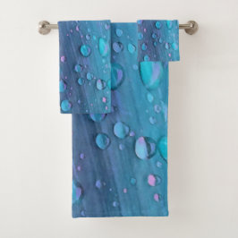 Raindrops Closeup, Spacey Blues Badhandtuch Set