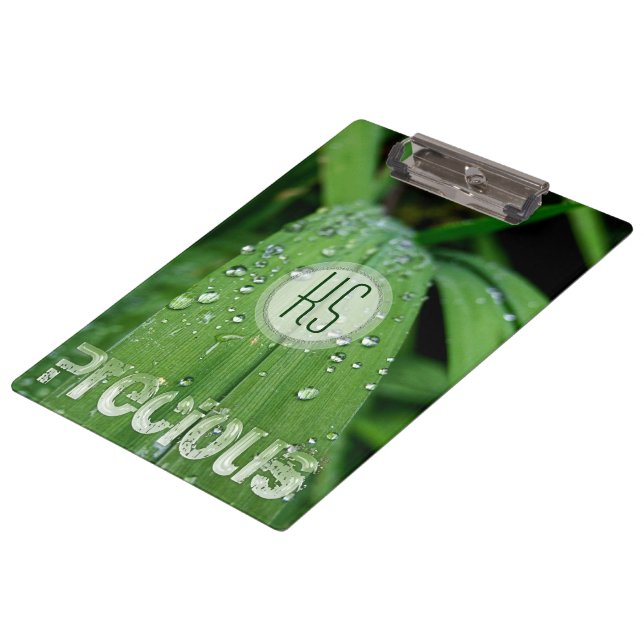 Raindrops Green Grass Business Clipboard Klemmbrett (Schrägansicht)