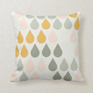Raindrops Pastel Print Pink Sage Green Senf Kissen