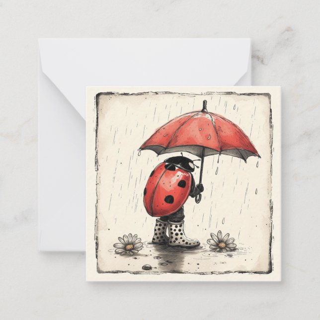 Raindrops & Regen oder Shine: Ladybug Mitteilungskarte (Vorderseite)