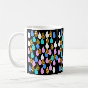 Raindrops und Gold-Glitzer Kaffeetasse