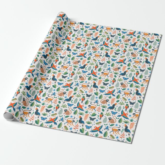 Rainforest Animal Pattern Geschenkpapier (Ungerollt)