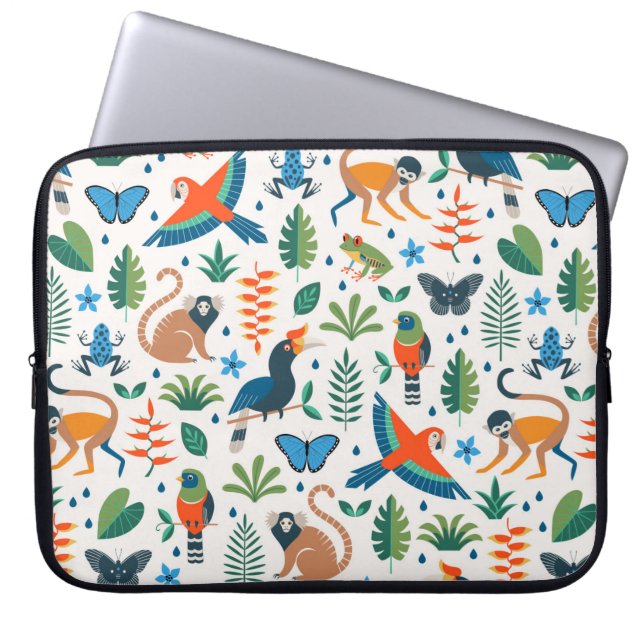 Rainforest Animal Pattern Laptopschutzhülle (Vorderseite)