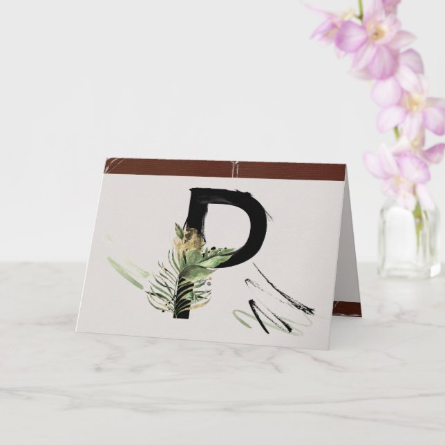 Rainforest Embellished Painted Letter P Monogram Karte (Orchidee)