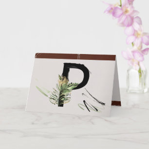 Rainforest Embellished Painted Letter P Monogram Karte