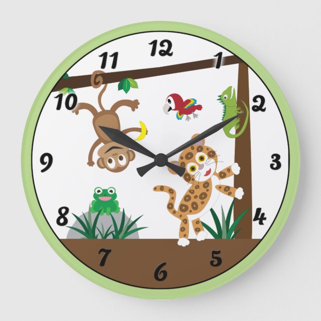 Rainforest Jungle Clock Große Wanduhr (Vorderseite)