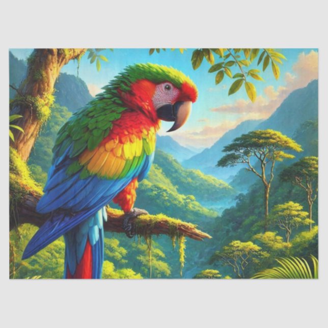 Rainforest Macaw Parrot Tissue Paper Seidenpapier (Vorderseite)