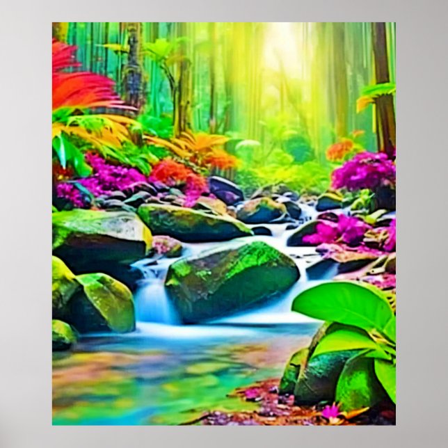 Rainforest River: Vivid Scene Poster (Vorne)