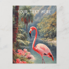 Rainforest Wildlife Pink Flamingo Vintag Postkarte