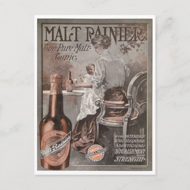 Rainier Beer ad (1909) Mutterwerbung Postkarte (Vorderseite)