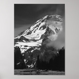Rainier Black and White Poster