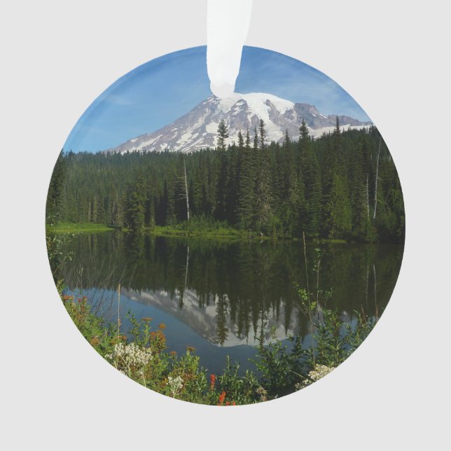 Rainier Lake Reflektion mit Wildblumen Ornament (Vorderseite)