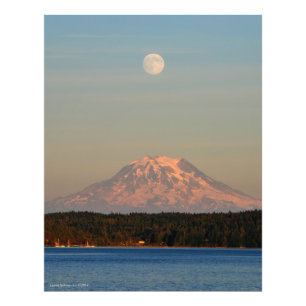 Rainier mit Vollmond Fotodruck