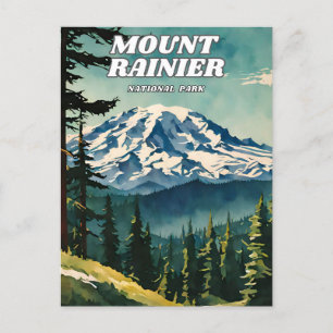 Rainier National Park Illustration Retro Cla Postkarte