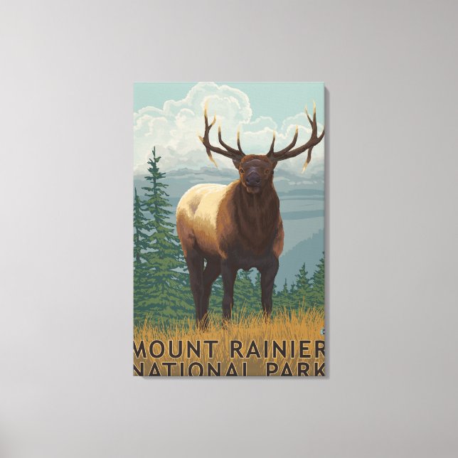 Rainier National Park, WashingtonElk Scene Leinwanddruck (Vorderseite)
