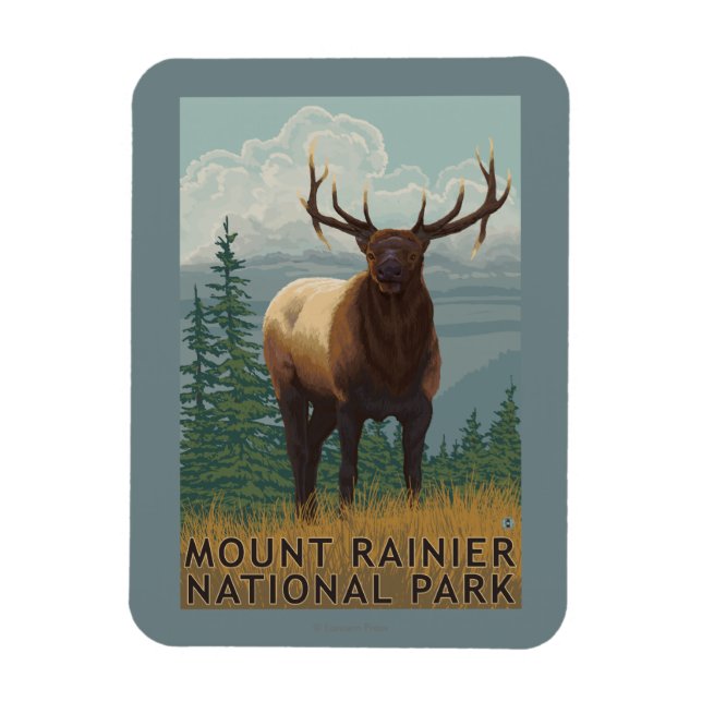Rainier National Park, WashingtonElk Scene Magnet (Vertikal)