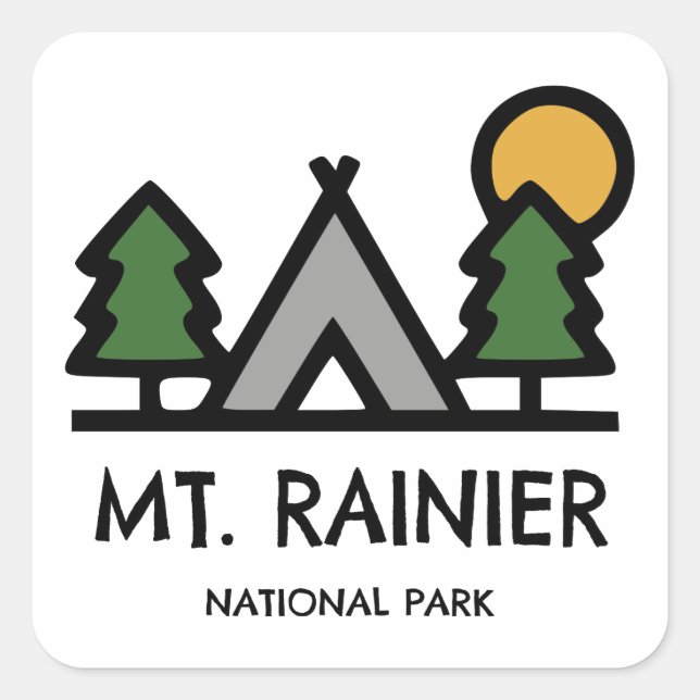 Rainier-Nationalpark Quadratischer Aufkleber (Vorderseite)