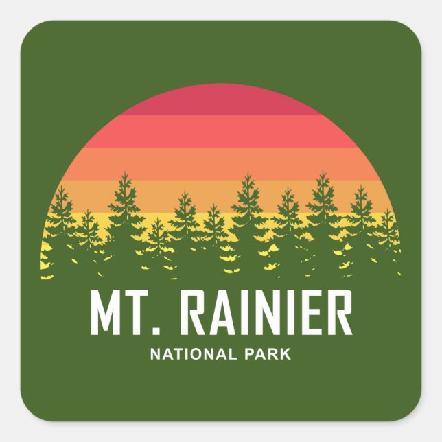 Rainier-Nationalpark Quadratischer Aufkleber (Vorderseite)