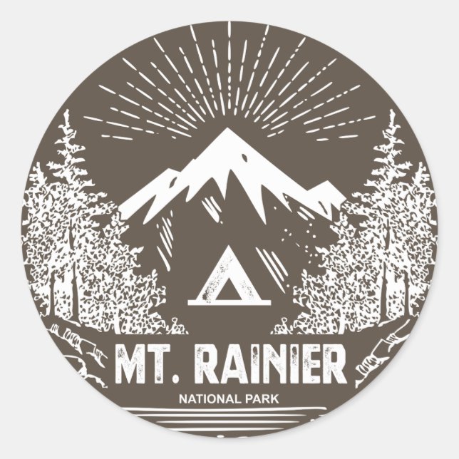 Rainier-Nationalpark Runder Aufkleber (Vorderseite)