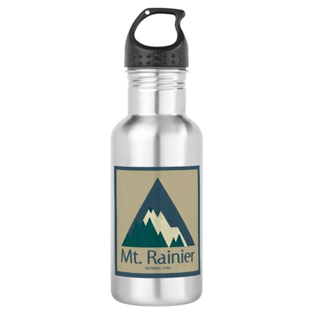 Rainier Nationalpark Rustikal Edelstahlflasche (Vorderseite)