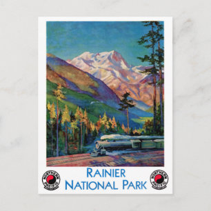 Rainier Nationalpark Vintage Poster - wiederherges Postkarte