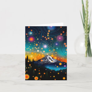Rainier w Abend Starry Sky und Wildblumen Feiertagskarte