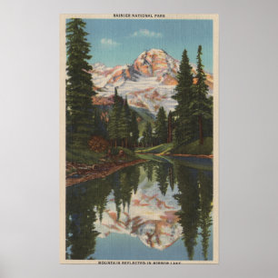 Rainier, WA - Mirror Lake mit Reflectin Poster