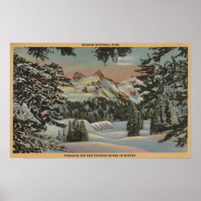 Rainier, WA - Paradise Inn & Tatoosh Range Poster (Vorne)