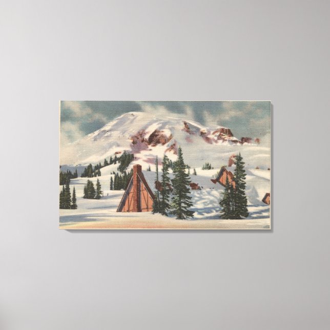 Rainier, WA - Paradise Inn zu Fuß Leinwanddruck (Vorderseite)