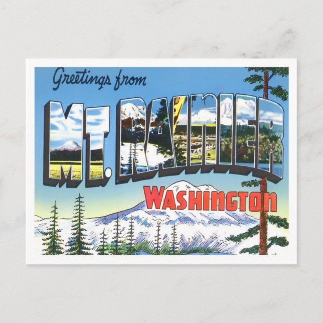 Rainier, Washington Vintag Big Letters Postkarte (Vorderseite)