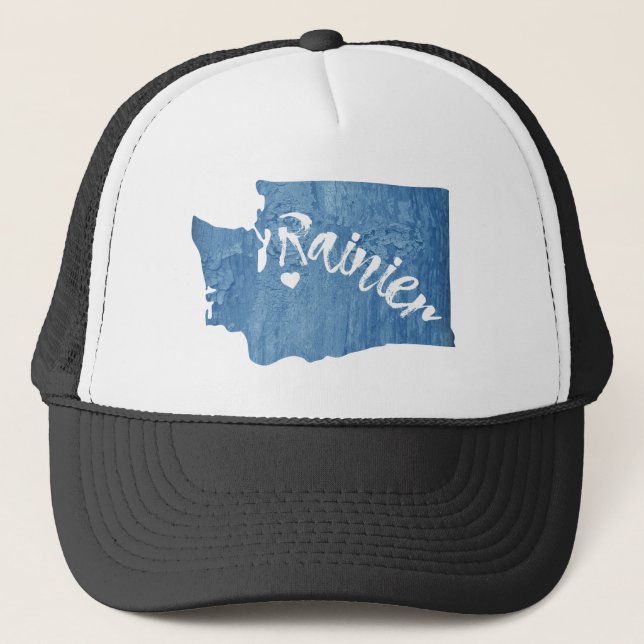 Rainier Washington Wood Grain Truckerkappe (Vorderseite)