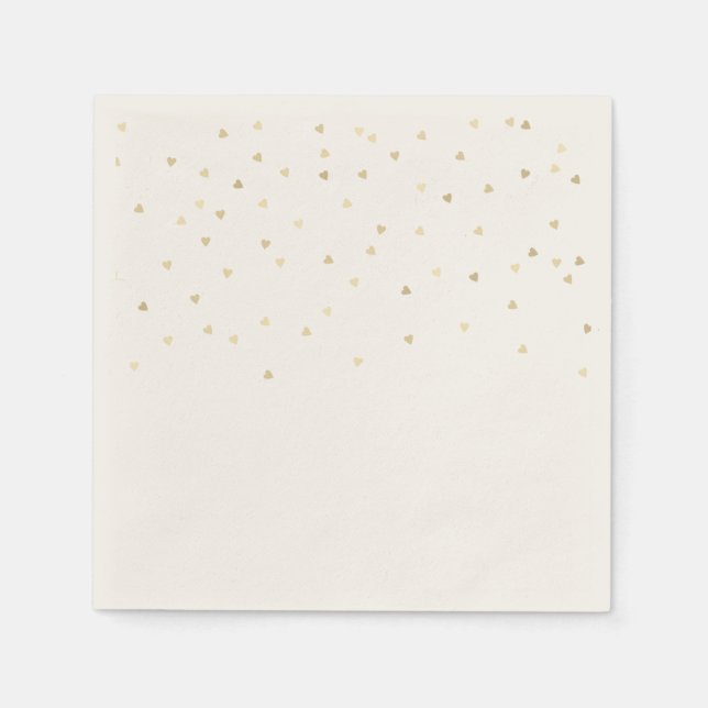 Raining Gold Hearts Paper Napkins Set von 50+ Serviette (Vorderseite)