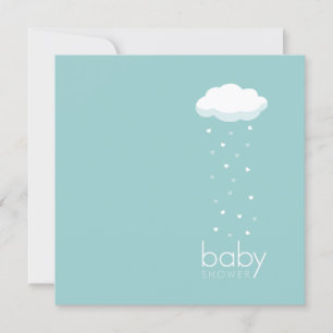 Raining Hearts Aqua Baby Dusche Einladung