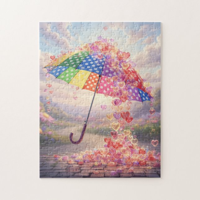 Raining Hearts Colorful umbrella Puzzle (Vertikal)