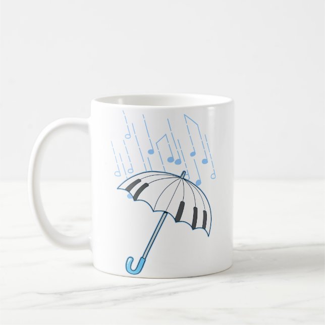 Raining Notes Piano Player Gift Shirt Keyboard Mus Kaffeetasse (Links)