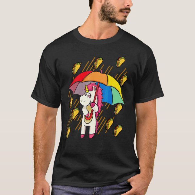 Raining Tacos Unicorn Umbrella Cinco De Mayo T-Shirt (Vorderseite)