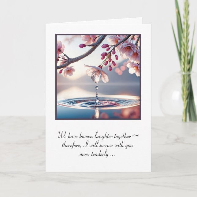 Raintrops auf Kirschblüten für Beileid Karte (Vorderseite)