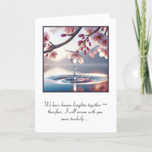 Raintrops auf Kirschblüten für Beileid Karte