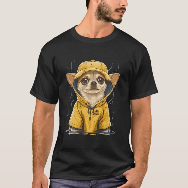 Rainy Chihuahua In A Rain Cape T-Shirt (Vorderseite)