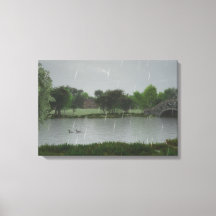 Rainy Day am Lake Wrapped Canvas