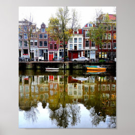 Rainy Day Amsterdam Canal Winter Reflections Foto Poster