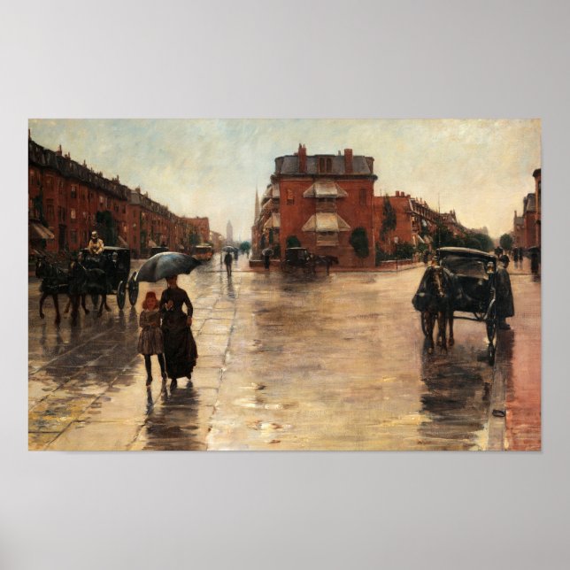 Rainy Day, Boston, Childe Hassam Poster (Vorne)