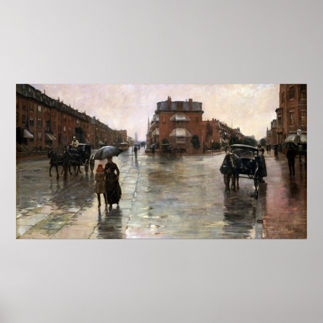 Rainy Day, Boston, Frederick Childe Hassam Poster (Vorne)