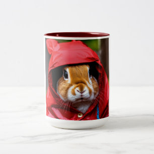 "Rainy Day Bunny Bliss Coffee Tasse" Zweifarbige Tasse