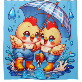"Rainy Day Chickens" Duschvorhang