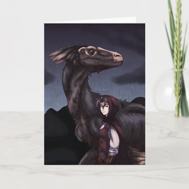Rainy Day Dinosaur Karte (Vorderseite)