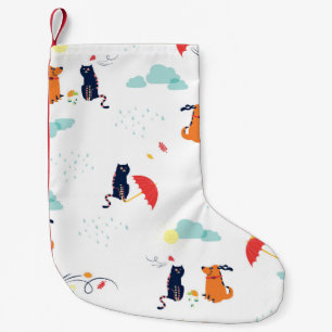 Rainy Day Friends: Cat Dog Vintag Kleiner Weihnachtsstrumpf