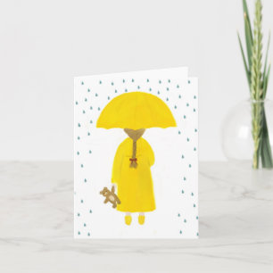 Rainy Day Girl mit Teddy Bären Note Card Karte