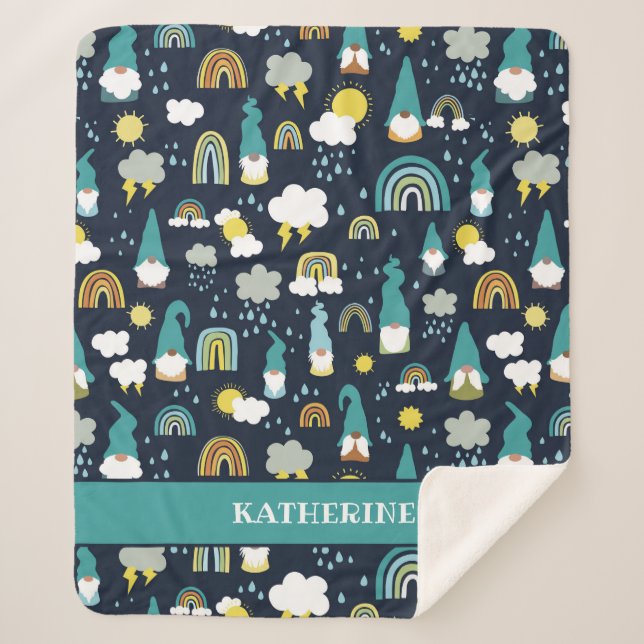 Rainy Day Gnomes Rainbow Kids Sherpadecke (Vorderseite)